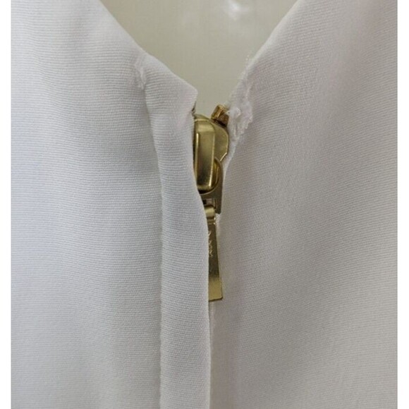 Mac Duggal V-Neck White A-Line Simple Elegant Summer Pockets Wedding Dress SZ 6 - Picture 7 of 13